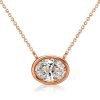 Oval Cut Bezel Set Necklace - 925 Sterling Silver Pendant Necklace for Women