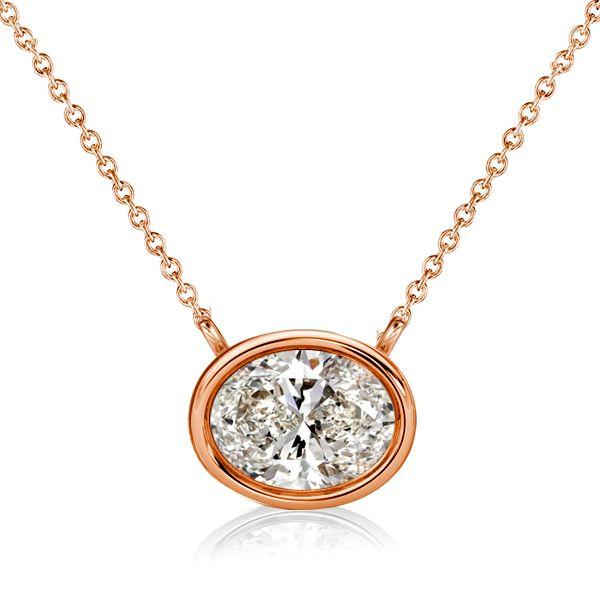 Oval Cut Bezel Set Necklace - 925 Sterling Silver Pendant Necklace for Women