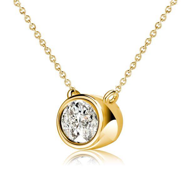 Oval Cut Bezel Set Necklace - 925 Sterling Silver Pendant Necklace for Women