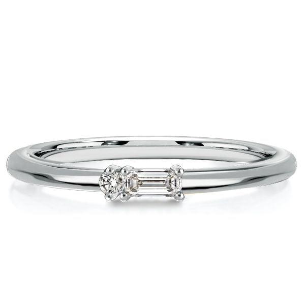 Baguette Cut Diamond Alternative Wedding Band in 925 Sterling Silver Morse Code Ring
