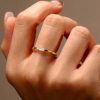 Baguette Cut Diamond Alternative Wedding Band in 925 Sterling Silver Morse Code Ring