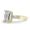 Emerald & White Sapphire Three Stone Engagement Ring - 18K Gold Plated Sterling Silver