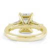 Emerald & White Sapphire Three Stone Engagement Ring - 18K Gold Plated Sterling Silver