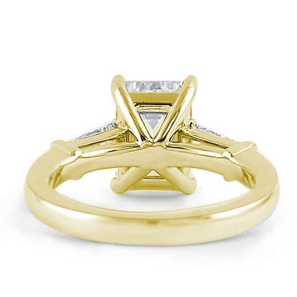 Emerald & White Sapphire Three Stone Engagement Ring - 18K Gold Plated Sterling Silver