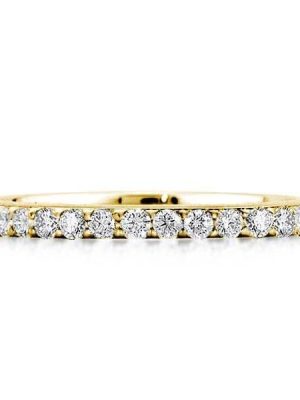 Classic 18K Gold Plated Sterling Silver Wedding Band Ring with 0.56 CT. TW. Accent