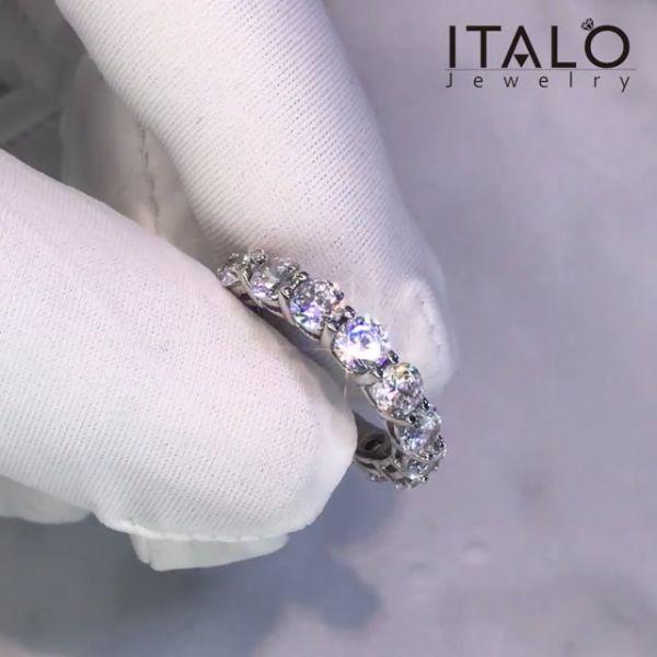 Eternity Band Sterling Silver Created White Sapphire Wedding Ring