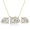 Toi Et Moi Emerald & Pear Cut Necklace and Earrings Jewelry Set in 18K Gold Plated Sterling Silver
