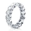 Sterling Silver Bezel Set White Sapphire Eternity Wedding Band - 4.50 CT TW