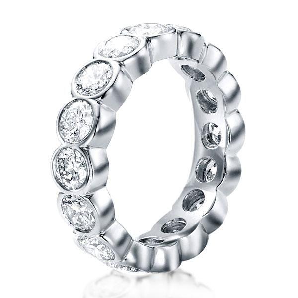 Sterling Silver Bezel Set White Sapphire Eternity Wedding Band - 4.50 CT TW