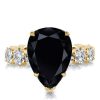 Black Sapphire Pear Cut Engagement Ring - 925 Sterling Silver Promise Ring