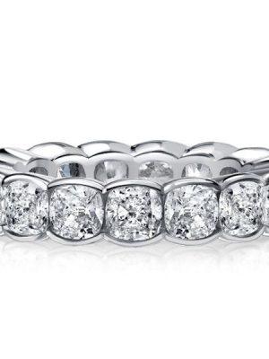 Cushion Cut Eternity Wedding Band - Bezel Set 925 Sterling Silver