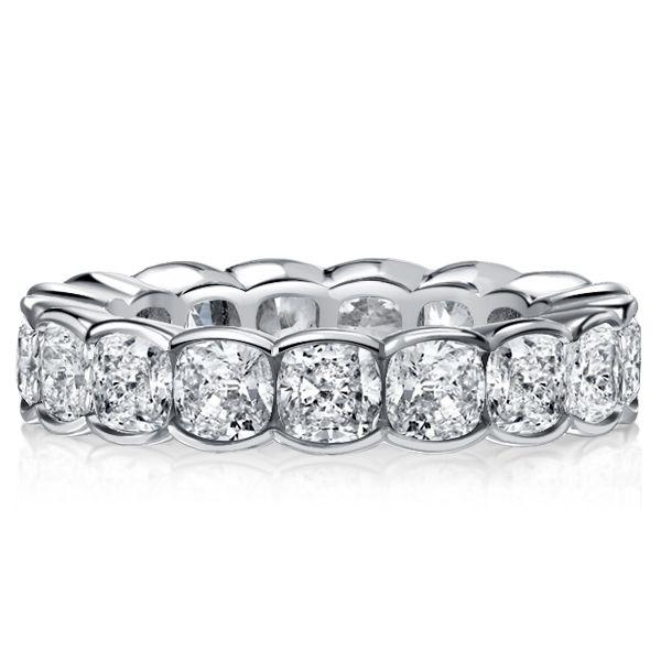 Cushion Cut Eternity Wedding Band - Bezel Set 925 Sterling Silver