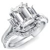 Sterling Silver Three Stone Solitaire Bridal Wedding Set 4.88 CTW