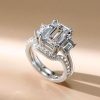 Sterling Silver Three Stone Solitaire Bridal Wedding Set 4.88 CTW
