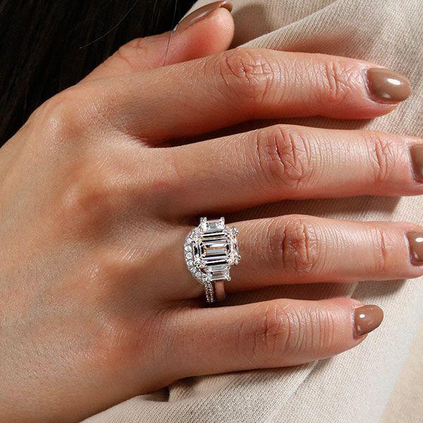 Sterling Silver Three Stone Solitaire Bridal Wedding Set 4.88 CTW