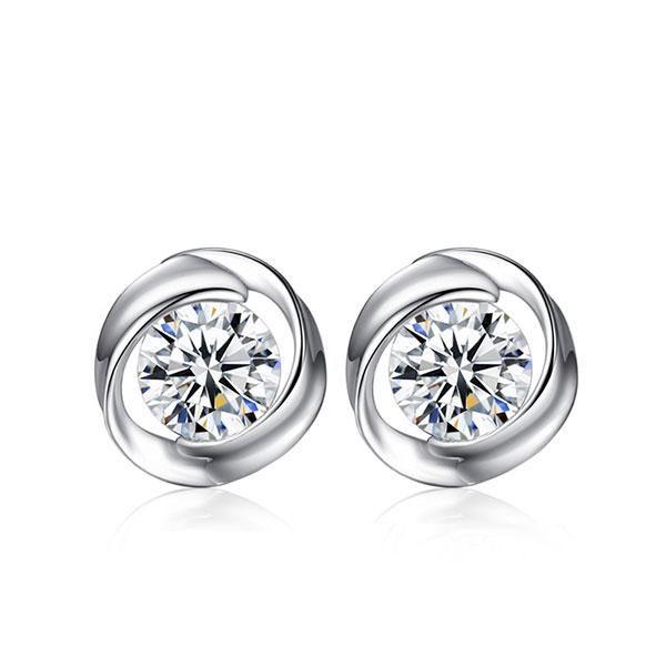 Sterling Silver Created White Sapphire Stud Earrings - 1.00 CT