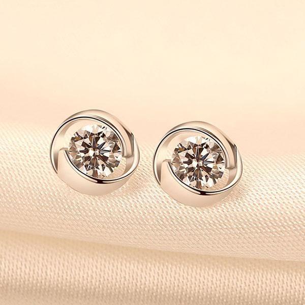 Sterling Silver Created White Sapphire Stud Earrings - 1.00 CT