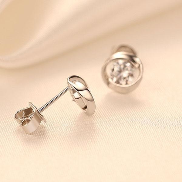 Sterling Silver Created White Sapphire Stud Earrings - 1.00 CT