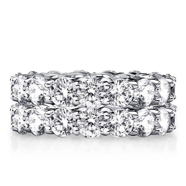 Sterling Silver Round Cut Eternity Stackable Ring Band Set