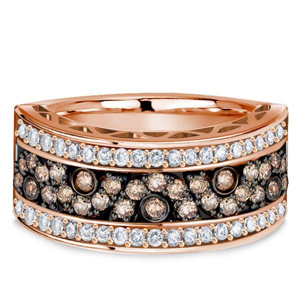 Champagne Round CZ Black & Silver Two-Tone Wedding Band - 0.96 ctw
