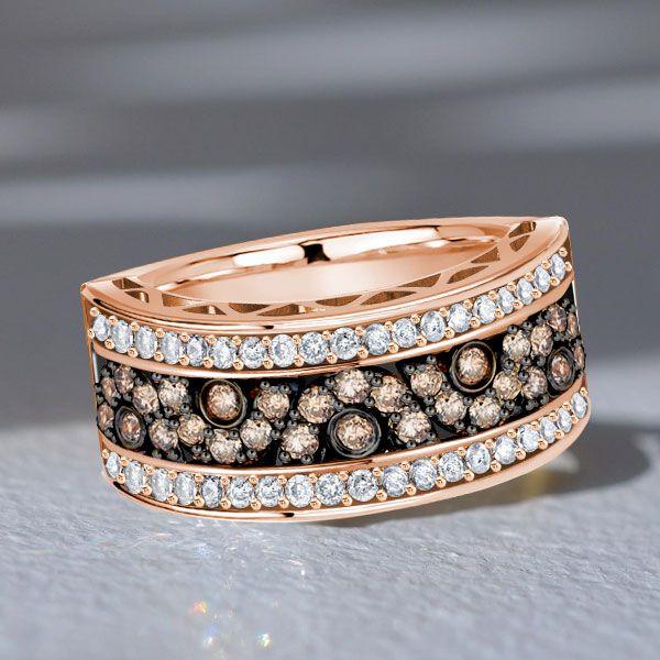 Champagne Round CZ Black & Silver Two-Tone Wedding Band - 0.96 ctw