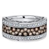 Champagne Round CZ Black & Silver Two-Tone Wedding Band - 0.96 ctw