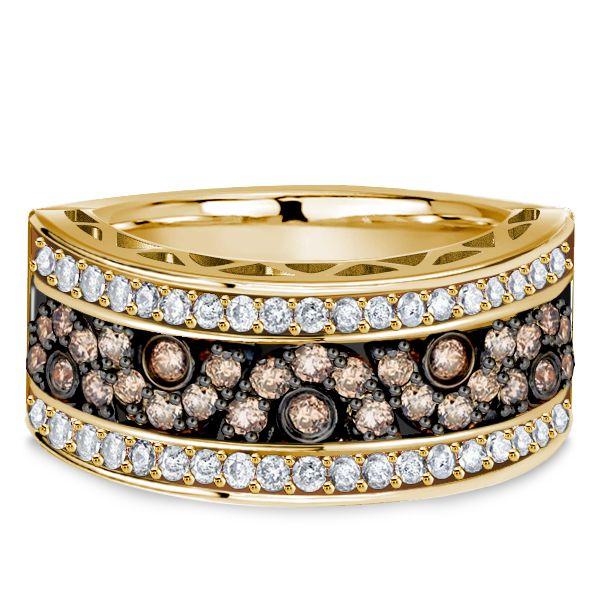 Champagne Round CZ Black & Silver Two-Tone Wedding Band - 0.96 ctw