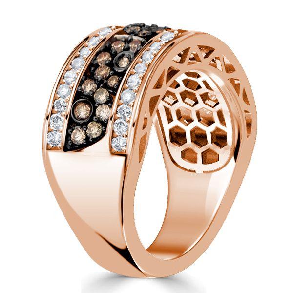 Champagne Round CZ Black & Silver Two-Tone Wedding Band - 0.96 ctw