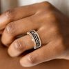 Champagne Round CZ Black & Silver Two-Tone Wedding Band - 0.96 ctw