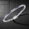Amethyst & White Topaz Tennis Bracelet in Sterling Silver - Round Cut