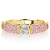 Pink Sapphire Stacked Baguette Half Eternity Wedding Band - Sterling Silver