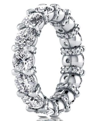 Sterling Silver Eternity Wedding Band for Women - Round Created White Sapphires