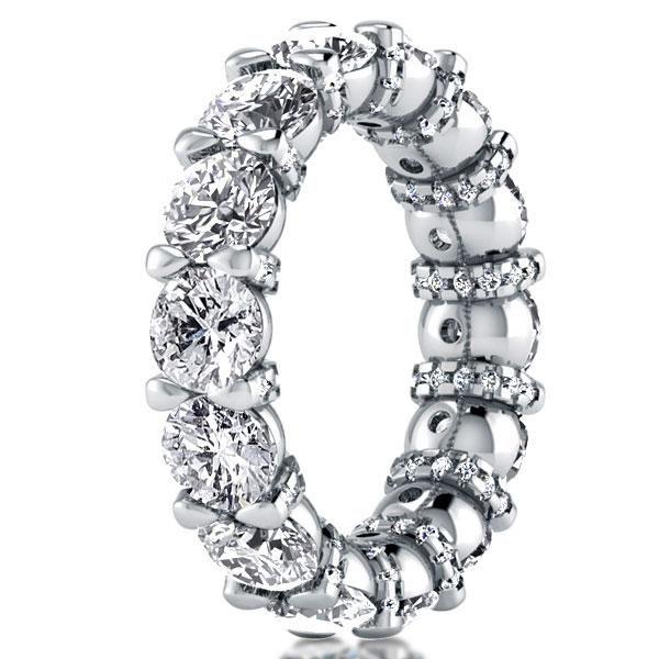 Sterling Silver Eternity Wedding Band for Women - Round Created White Sapphires