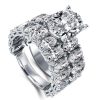 Oval White Sapphire Sterling Silver Bridal Ring Set - 16 CTW