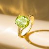18K Gold Plated Sterling Silver Bypass Peridot Engagement Ring (3.85 CTW)