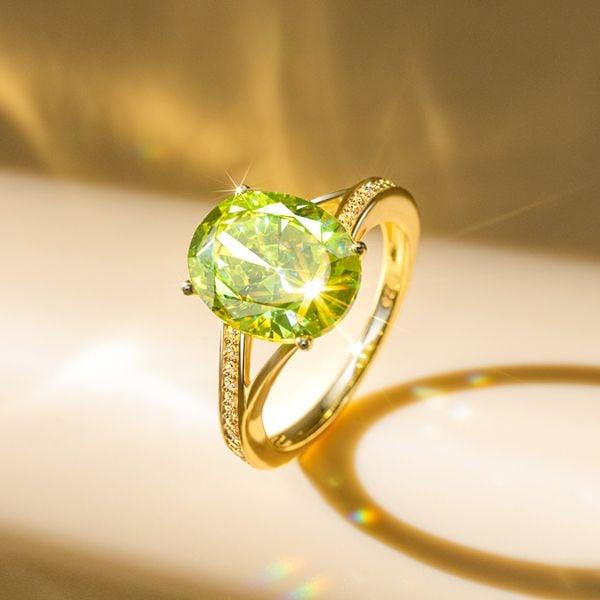 18K Gold Plated Sterling Silver Bypass Peridot Engagement Ring (3.85 CTW)