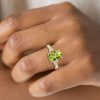 18K Gold Plated Sterling Silver Bypass Peridot Engagement Ring (3.85 CTW)