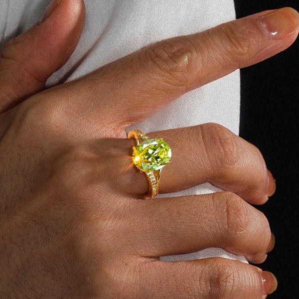 18K Gold Plated Sterling Silver Bypass Peridot Engagement Ring (3.85 CTW)