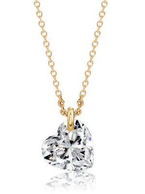 White Sapphire Heart Necklace - Sterling Silver - Choice of Chain Length & Plating