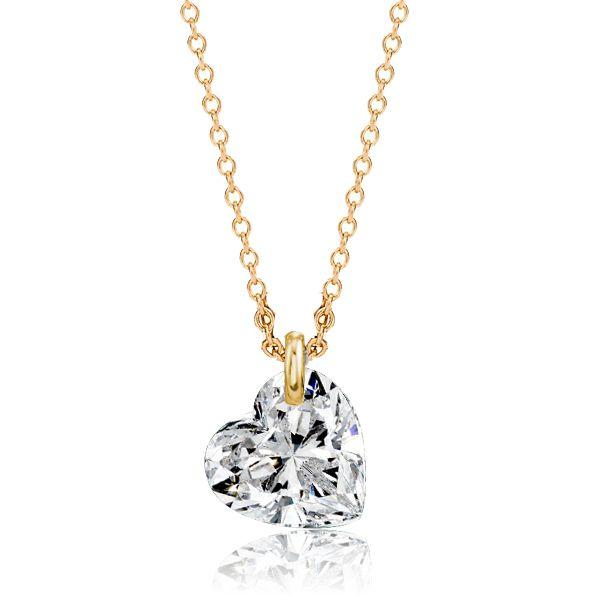 White Sapphire Heart Necklace - Sterling Silver - Choice of Chain Length & Plating