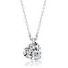 White Sapphire Heart Necklace - Sterling Silver - Choice of Chain Length & Plating