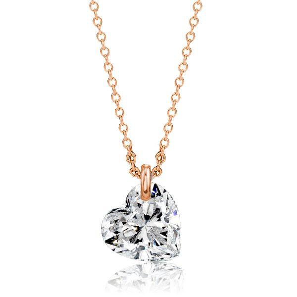 White Sapphire Heart Necklace - Sterling Silver - Choice of Chain Length & Plating
