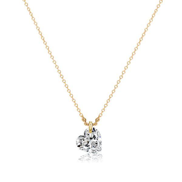 White Sapphire Heart Necklace - Sterling Silver - Choice of Chain Length & Plating