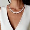 Princess Cut Tennis Necklace - 925 Sterling Silver, Rhodium Plated