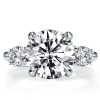 Three Stone Created White Sapphire Engagement Ring in Rhodium Plated Sterling Silver