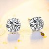 White Sapphire Stud Earrings in Sterling Silver - Classic 8mm Round