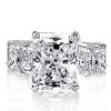 Radiant Cut White Sapphire Engagement Ring - 925 Sterling Silver
