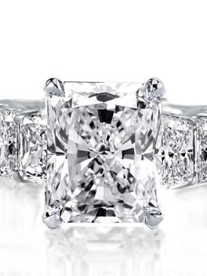 Radiant Cut White Sapphire Engagement Ring - 925 Sterling Silver