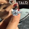 Radiant Cut White Sapphire Engagement Ring - 925 Sterling Silver