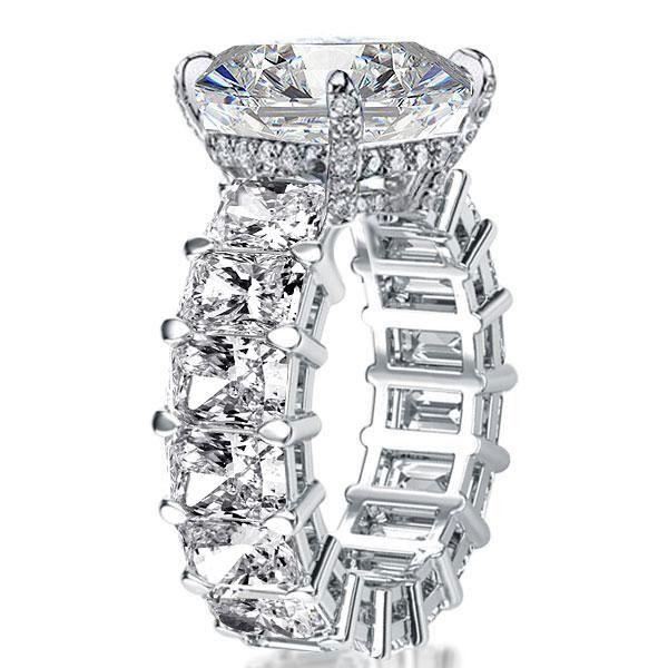 Radiant Cut White Sapphire Engagement Ring - 925 Sterling Silver